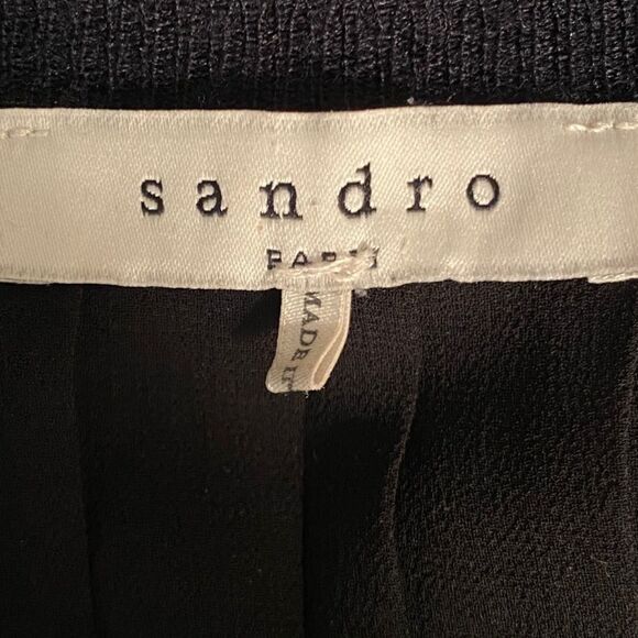 SANDRO PARIS Navy and Black Flowy Sweater Top. Sheer Back. Size 2 - Picture 5 of 6